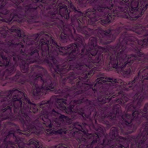 Midas Touch - Wave Texture - Plum - gold metallic waves on purple
