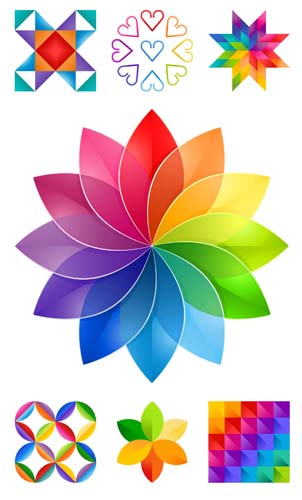 Color Play - PANEL approx. 28" - 1 large block, 6 smaller blocks - rainbow hues