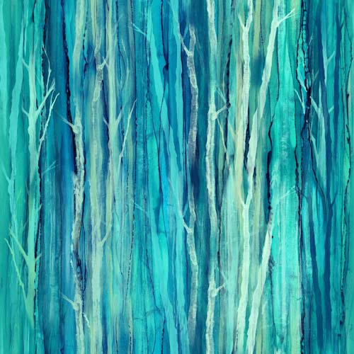 Morning Light - Tree Texture - Turquoise - teal & turquoise tree trunks