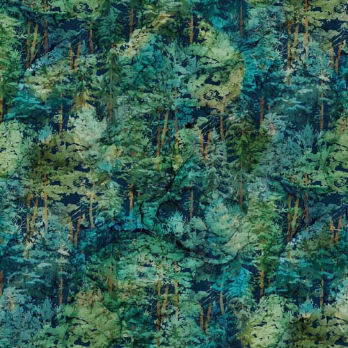 Cedarcrest Falls - Dark Trees - Dark Teal - packed trees on teals & greens