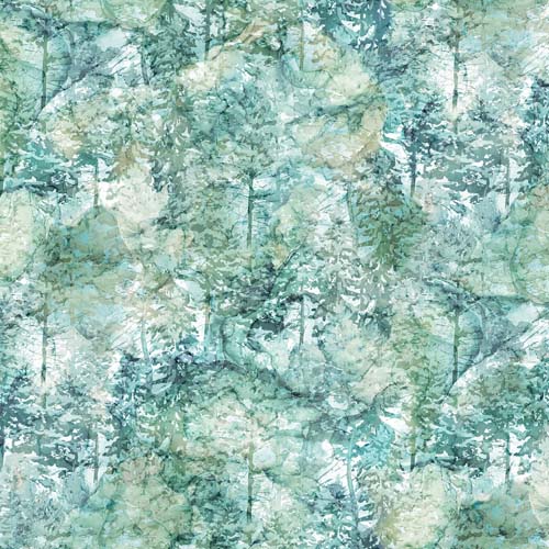 Cedarcrest Falls - Light Trees- Light Teal - Packed trees in light teals & aqua