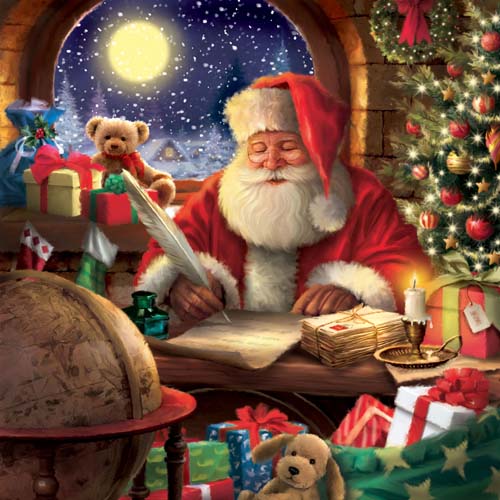 Letters to Santa - 42in. PANEL - Approx. square - Santa writing letters