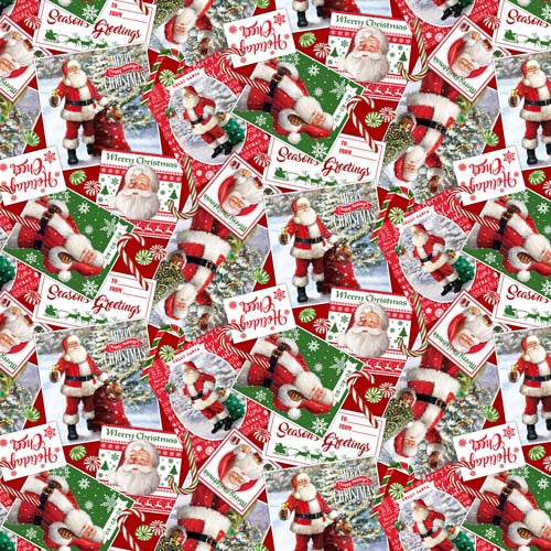 Letters to Santa - Postcards - red/multi - collaged postcards on red