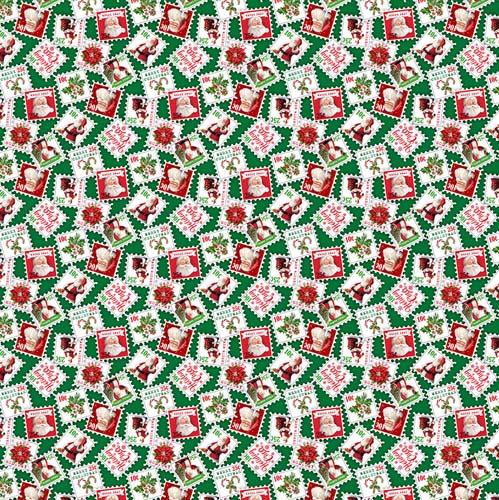 Letters to Santa - Stamps - green/multi - red & white postage stamps on green