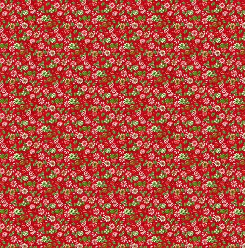 Sugar Coated - Candy Toss -Red -  red, white & green peppermints on red