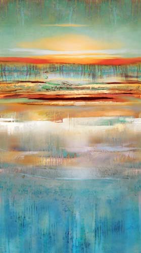 Tranquil Tides -Sunrise Ombre- Blue/Green - marsh landscape - running yardage