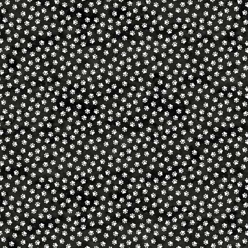 Hide and Seek - Cat Paws - Black - white paw prints on black