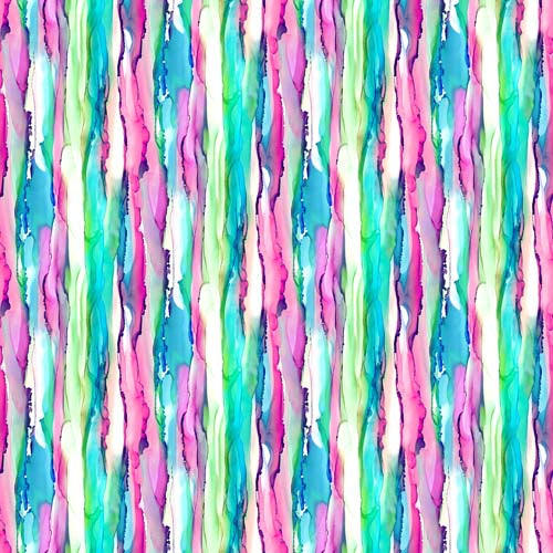 Concerto - Rainbow Stripe - - pink, green & blue watercolor stripes