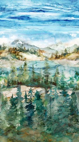 Row By Row 2025 - The Great Outdoors - Mountain Ombre - Teal/Multi