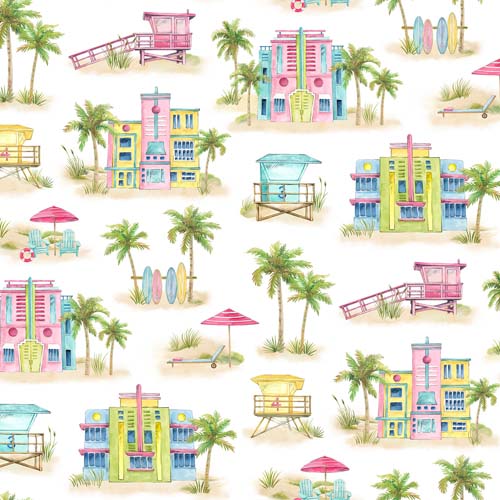 Coastal Breeze - Coral Reef - Turquoise/Multi - colorful tropical fish on aqua