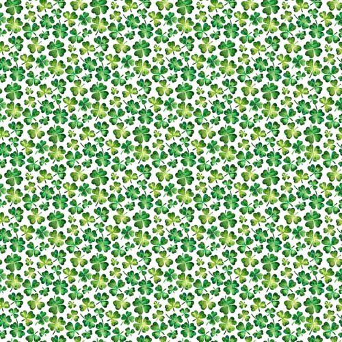 Shenanigans - Clover - White -green clovers on white