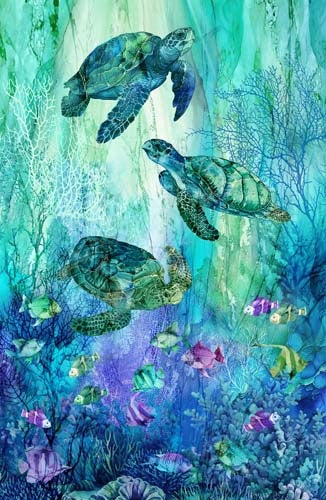 Coral Reef - 28in. PANEL - Turtles (106)