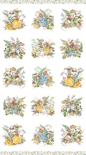 Country Mouse - Scenic Blocks - 24" PANEL - Multi/White