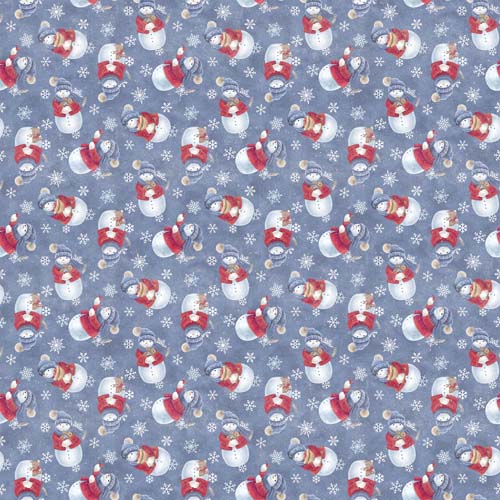 Flannel - Little Donkey's Christmas - Tossed Snowmen - Blue -