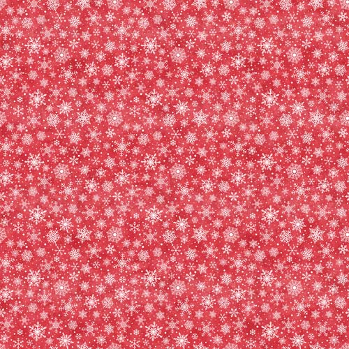 Flannel - Little Donkey's Christmas -Large Snowflakes - Red -white on red