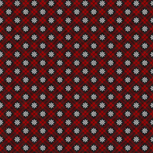 Flannel - Cozy Up - Snowflakes Plaid - red & black bias plaid with snowflakes