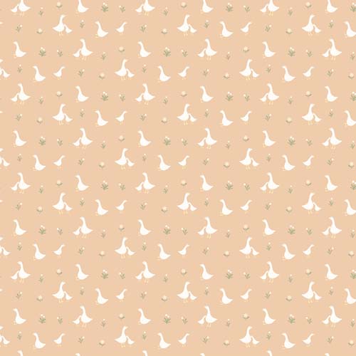 Silly Goose Flannel - Goose Peach -  geese & gosling on peach
