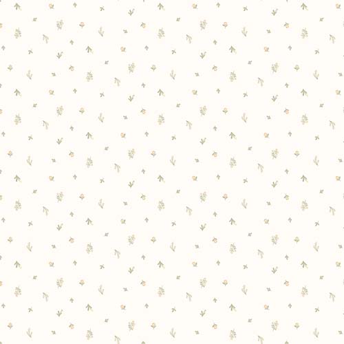 Silly Goose Flannel - Open Flowers - Natural - flowers on cream
