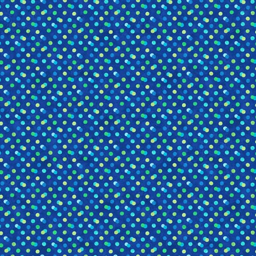 Hugs & Kisses Flannel - Big Hugs - Blue - blue & green dots on blue