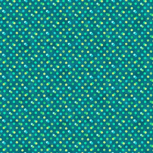 Hugs & Kisses Flannel - Big Hugs - Teal - green & teal dots on teal