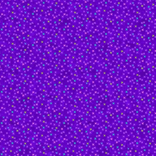 Hugs & Kisses Flannel - Big Kisses - Purple - multi colored x's on purple