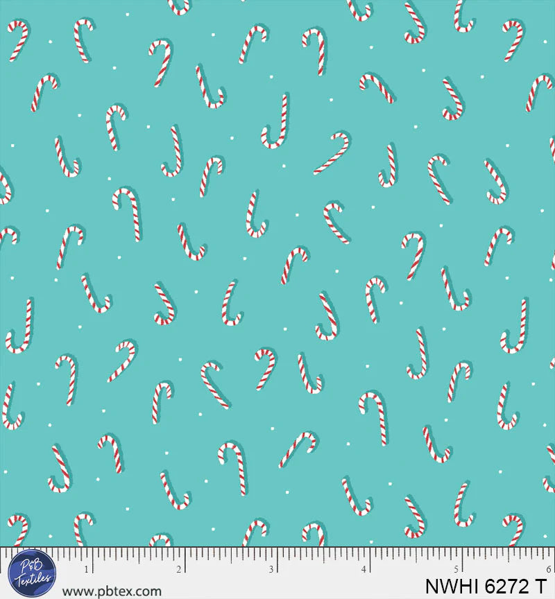 Nutcracker Whimsy - Candy Canes - Teal