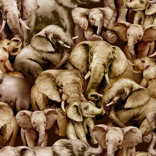 Jangala - Allover elephant - Brown - Packed elephants in shades of brown
