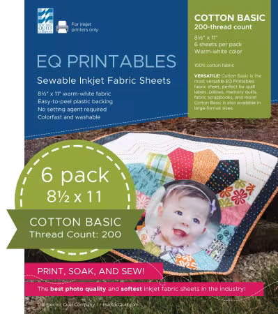 EQC EQ Printables Inkjet Fabric Sheets - 6 count - 8.5x11
