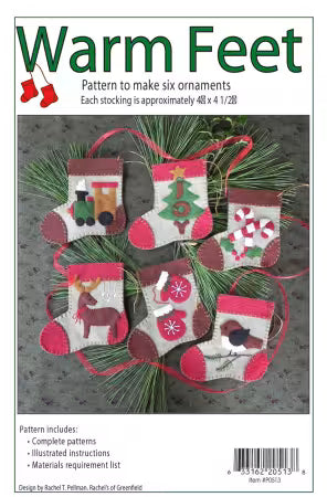 Rachel's of Greenfield - Warm Feet - Pattern to make six ornaments