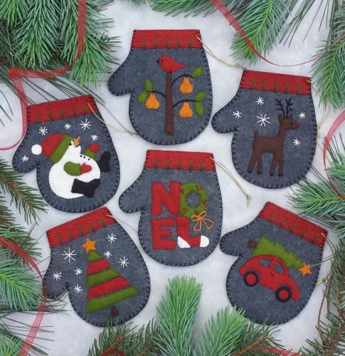 Rachel's of Greenfield PATTERN ONLY - Charcoal Mittens Ornament
