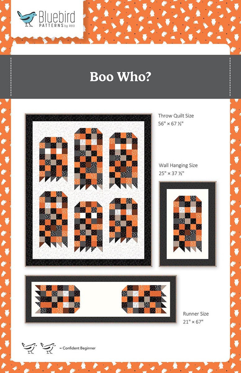 Boo Who? Quilt Pattern - Features pieced ghosts - Wall, runner, or throw