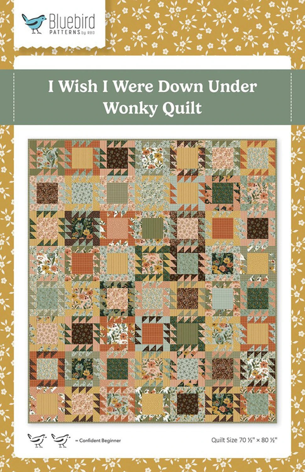 I wish I were Down Under wonky quilt pattern - 70 x 80 - Bluebird Patterns
