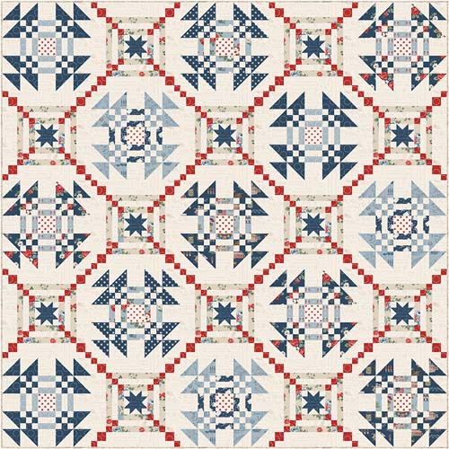 Patriot Dream Quilt Pattern75x75 - A Chain & star block combination