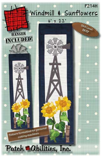 Windmill and Sunflowers - with hanger - 6 x 22