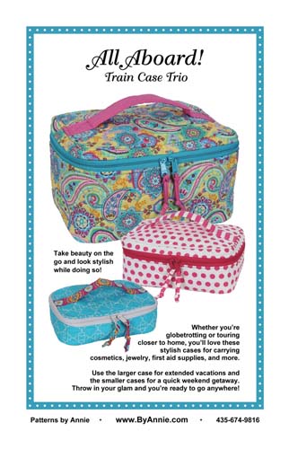 All Aboard! Train case triozippered cases in 3 sizes  -  by annie.com