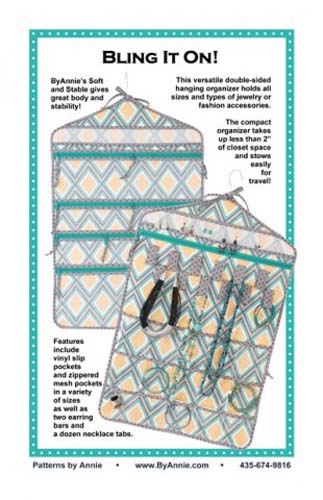 Bling It On! Hanging Organizer, vinyl slip pockets & Zippered mesh PBA248