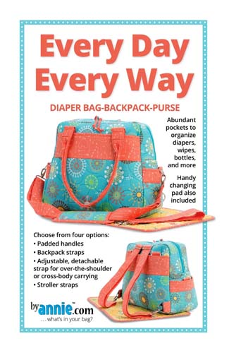 Every Day Every Way - diaper bag backpack purse -  by annie.com