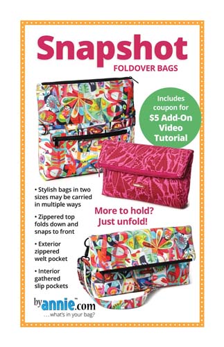 Snapshot Foldover Bags in two sizes byannie.com -PBA299