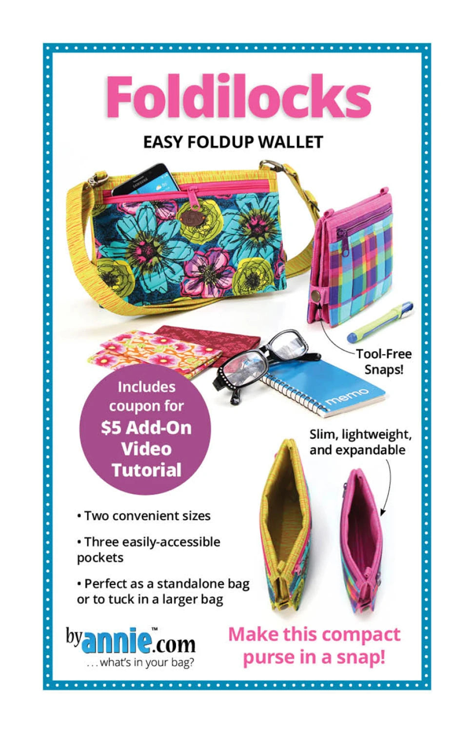 Foldilocks - easy foldup wallet - byannie.com PBA316
