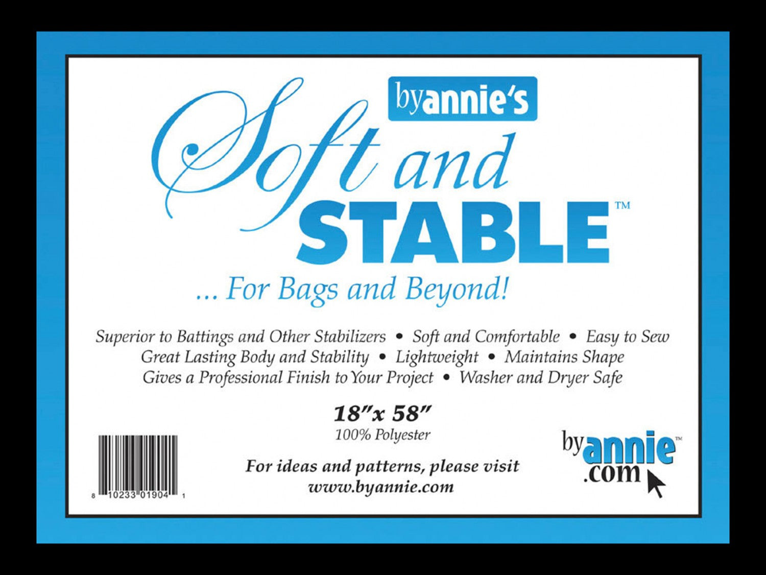 Soft and Stable for bagsand beyond -  Black 18 x 58 by annie's