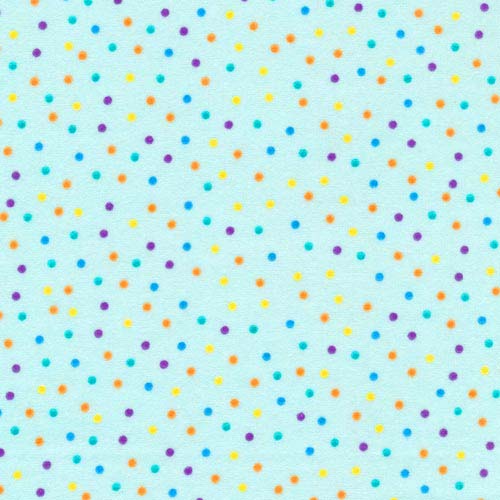 Flannel - Dots - Turquoise-  multicolored dots on aqua