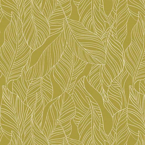 Lisbon Love - Leaves - Green - cream outlined leaves on green