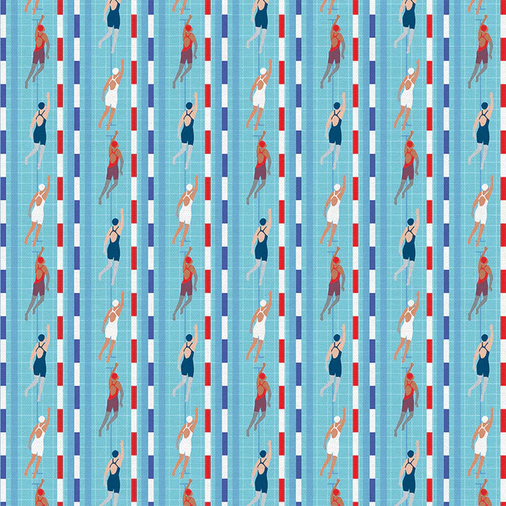 Global Games - Swim Meet - Blue - swimmers in lanes on blue
