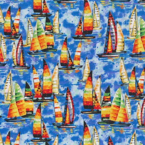 Portofino - Sailboats-Multi - packed colorful sailboats on blue