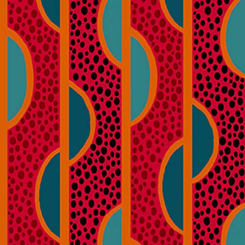 Dianthus - Mod Stripe - Red -  red stripe w/ teal dots & half circles