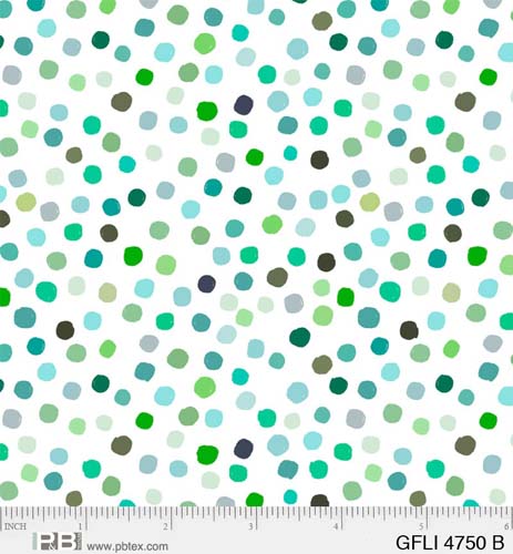 Garden Flight - Polka dots -Blue - blue and green dots on white