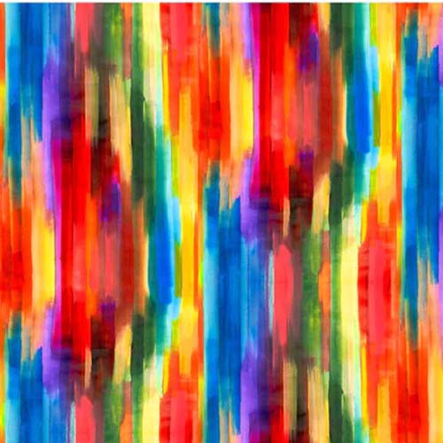 108" Wide Back - Hues -Smeared Stripe - Multi - brush strokes of multi colors