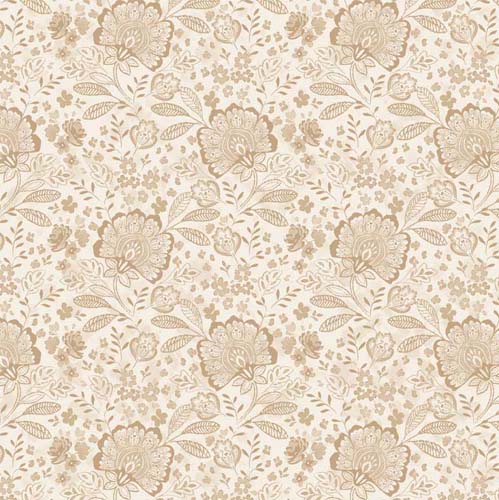 108" Wide Back -  Elizabeth - Jacobean Allover- Cream - tan floral on cream