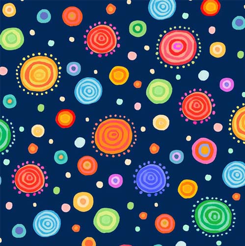 Wild at Heart - Bright Spots - Navy - brightly colored dots on navy