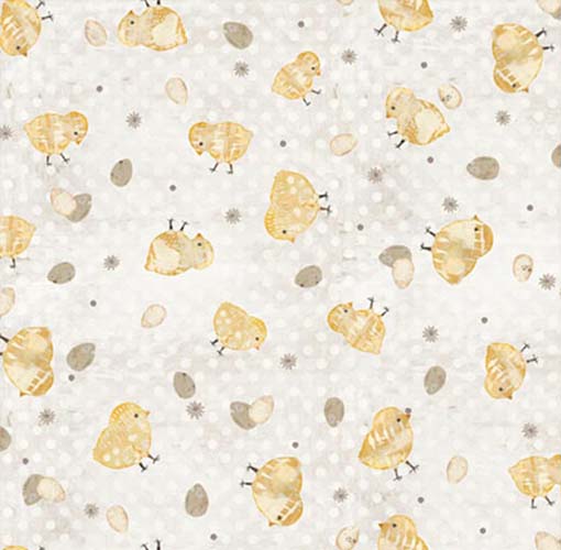 Chicken Scratch - Chicks - Gray - chicks on lt taupe polka dot